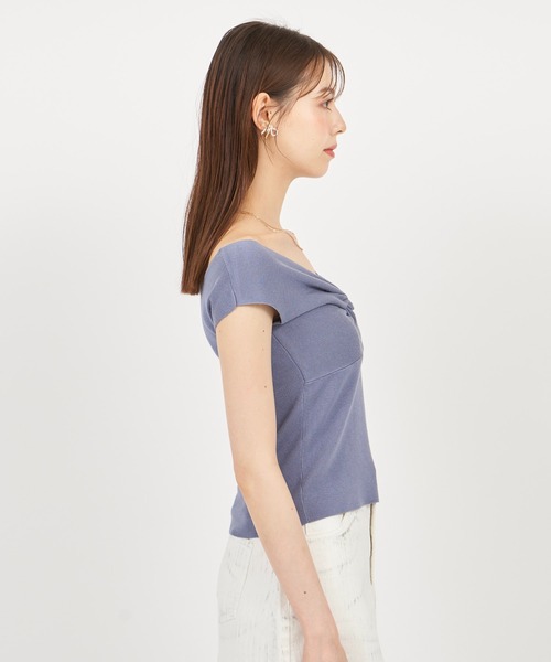 ROYAL PARTY（ロイヤルパーティー）の「フロントツイストニットトップス（ニット/セーター・レディース・オフホワイト/ブルー/ブラック・FREE）」の17枚目の写真