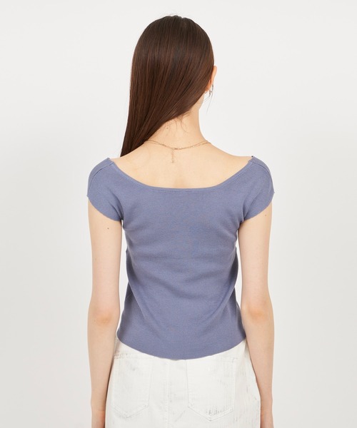 ROYAL PARTY（ロイヤルパーティー）の「フロントツイストニットトップス（ニット/セーター・レディース・オフホワイト/ブルー/ブラック・FREE）」の18枚目の写真