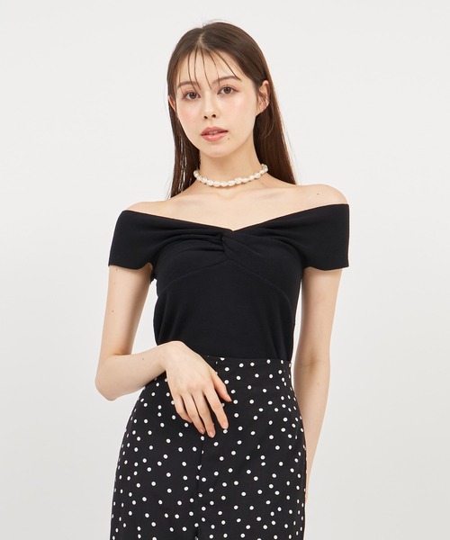 ROYAL PARTY（ロイヤルパーティー）の「フロントツイストニットトップス（ニット/セーター・レディース・オフホワイト/ブルー/ブラック・FREE）」の21枚目の写真
