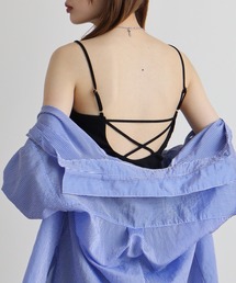 atONE カップ付きバッククロスリブキャミソール