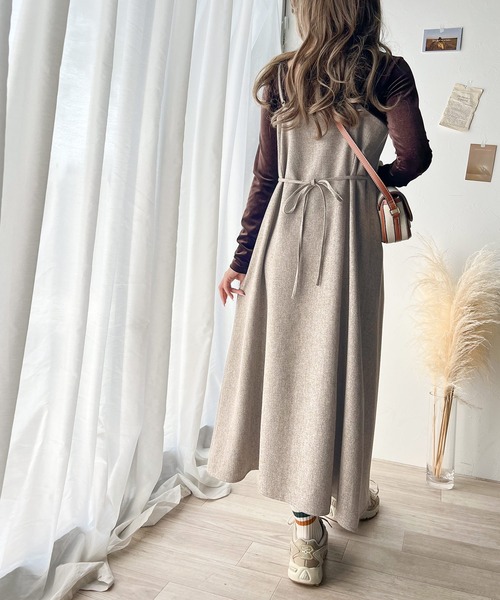 セール】女性らしさをブラッシュアップ。ツイードキャミロング