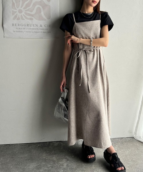 classicalelf(クラシカルエルフ)の「女性らしさをブラッシュアップ。ツイードキャミロングワンピース(ワンピース・レディース・ブラック/モカ・X-LARGE/SMALL/MEDIUM/LARGE)」の17枚目の写真