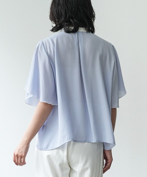 mili an deni(ミリアンデニ)の「フロントタックバイカラーブラウス(シャツ/ブラウス・レディース・オフホワイト/サックスブルー/ピンクベージュ/ライトベージュ/ブラック・M)」の18枚目の写真
