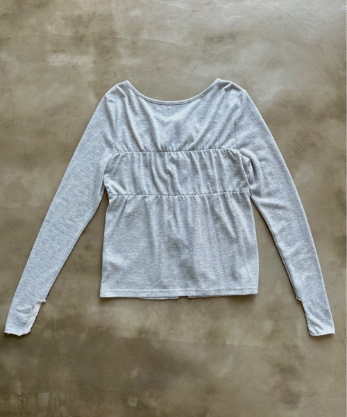 SHAGGIE（シャギー）の「ワッシャーリボン付きミニ裏毛カーディガン（カーディガン/ボレロ・レディース・グレー/ブラック/カーキ・FREE）」の17枚目の写真