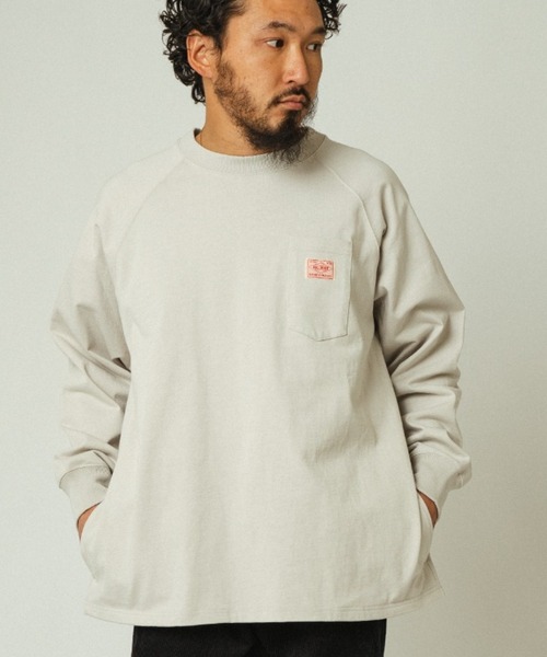 BIG MIKE(ビッグマイク)の「BIG MIKE ビッグマイク/ 10オンス スリーポケット 長袖Tシャツ ラグランロンT / 102438711(Tシャツ/カットソー・メンズ・グレー系その他/グリーン系その他/スミクロ/ホワイト・MEDIUM/LARGE/X-LARGE)」の4枚目の写真