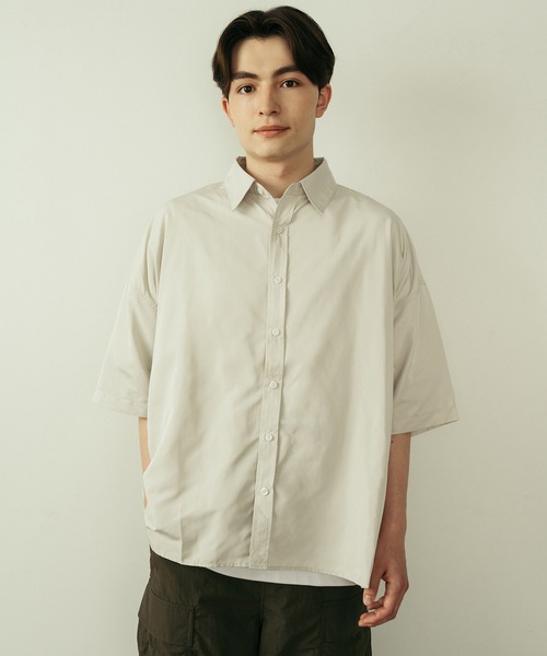 Be.Nection(ビネクション)の「LOOSE FIT HALF SLEEVE SHIRT / ルーズフィットレギュラーカラー半袖シャツ(シャツ/ブラウス・メンズ・オフホワイト/ブルー/ベージュ/ネイビー・MEDIUM/LARGE)」の8枚目の写真