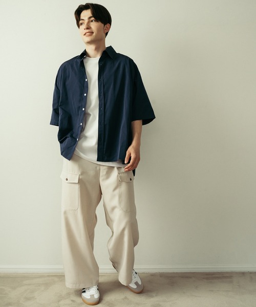 Be.Nection(ビネクション)の「LOOSE FIT HALF SLEEVE SHIRT / ルーズフィットレギュラーカラー半袖シャツ(シャツ/ブラウス・メンズ・オフホワイト/ブルー/ベージュ/ネイビー・MEDIUM/LARGE)」の12枚目の写真