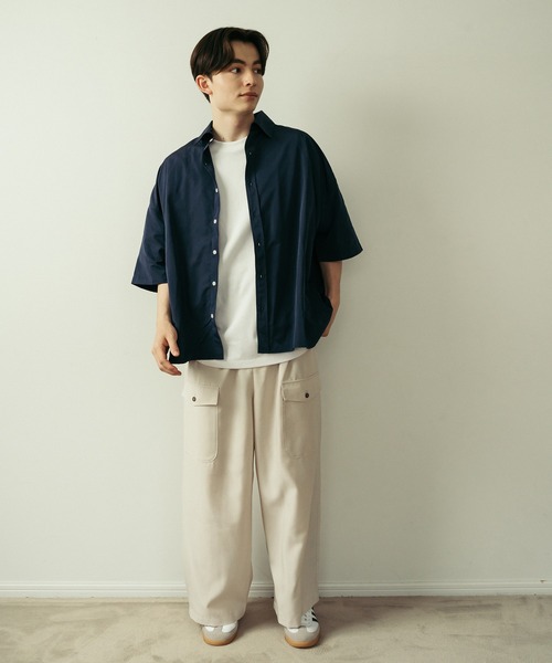 Be.Nection(ビネクション)の「LOOSE FIT HALF SLEEVE SHIRT / ルーズフィットレギュラーカラー半袖シャツ(シャツ/ブラウス・メンズ・オフホワイト/ブルー/ベージュ/ネイビー・MEDIUM/LARGE)」の11枚目の写真