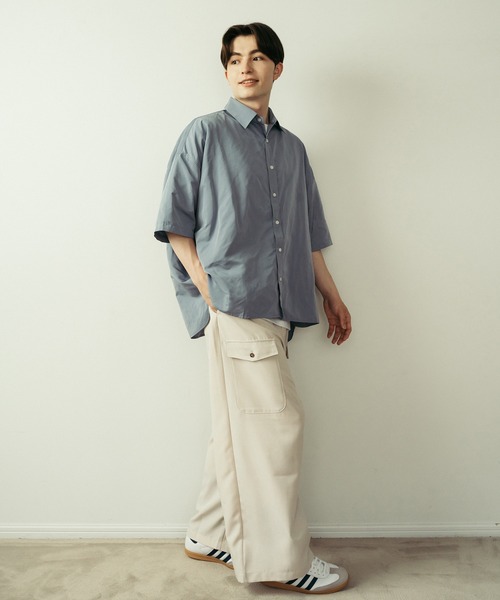 Be.Nection(ビネクション)の「LOOSE FIT HALF SLEEVE SHIRT / ルーズフィットレギュラーカラー半袖シャツ(シャツ/ブラウス・メンズ・オフホワイト/ブルー/ベージュ/ネイビー・MEDIUM/LARGE)」の15枚目の写真