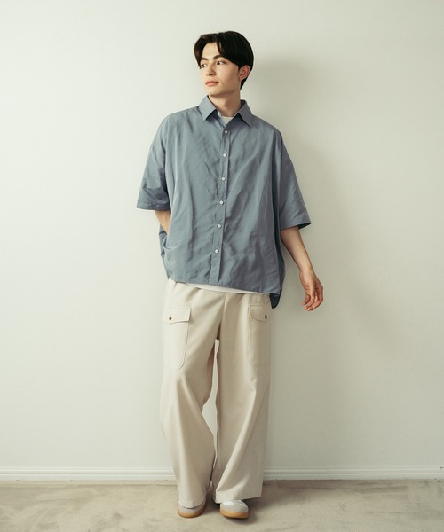 Be.Nection(ビネクション)の「LOOSE FIT HALF SLEEVE SHIRT / ルーズフィットレギュラーカラー半袖シャツ(シャツ/ブラウス・メンズ・オフホワイト/ブルー/ベージュ/ネイビー・MEDIUM/LARGE)」の14枚目の写真
