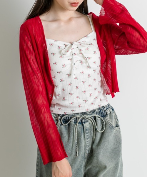 OLIVE des OLIVE(オリーブデオリーブ)の「花柄キャミ+シアカーデセット(アンサンブル・レディース・アイボリー/サックスブルー/レッド/グレー/ブラック・FREE)」の5枚目の写真