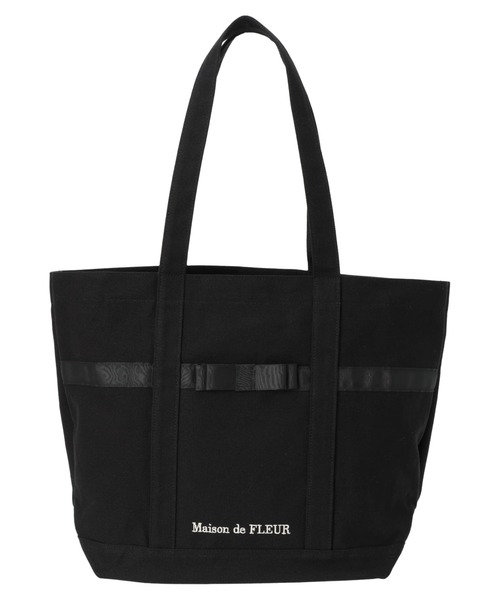 Maison de FLEUR（メゾンドフルール）の「マルチポケット帆布トートMバッグ（トートバッグ・レディース・ピンク系その他3/ブラック・FREE）」の2枚目の写真