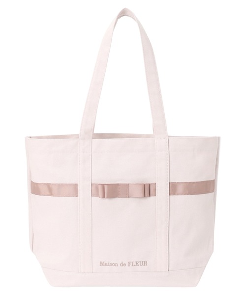 Maison de FLEUR（メゾンドフルール）の「マルチポケット帆布トートMバッグ（トートバッグ・レディース・ピンク系その他3/ブラック・FREE）」の9枚目の写真