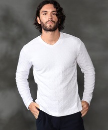 HIDEAWAYS NICOLE | 幾何学柄風ジャカードＶネックプルオーバー(Tシャツ/カットソー)