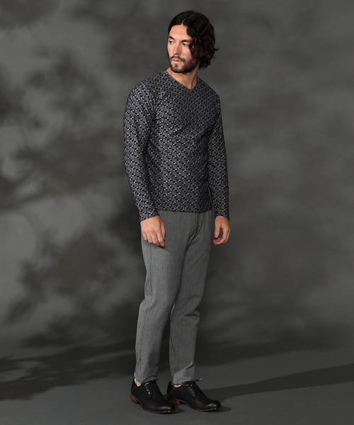 幾何学柄風ジャカードＶネックプルオーバー（Tシャツ/カットソー）｜HIDEAWAYS NICOLE（ハイダウェイニコル）