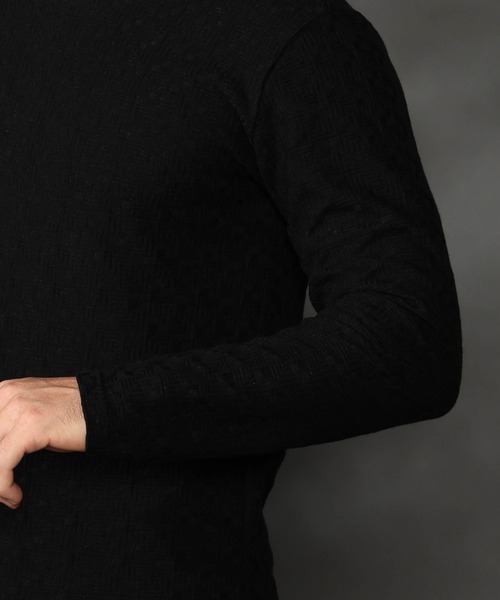 幾何学柄風ジャカードＶネックプルオーバー（Tシャツ/カットソー）｜HIDEAWAYS NICOLE（ハイダウェイニコル）