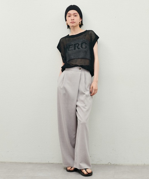 LARUTA（ラルータ）の「［Web限定］【LARUTA】タンブラーアシメウエストパンツ（スラックス・レディース・グレイッシュベージュ/チャコールグレー/ライトグレー・FREE）」の3枚目の写真