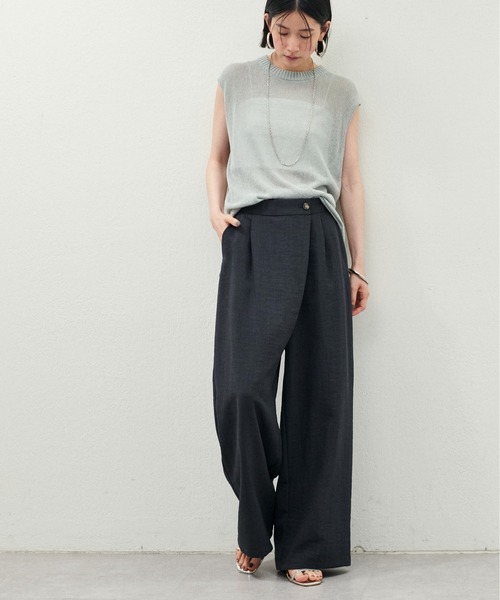 LARUTA（ラルータ）の「［Web限定］【LARUTA】タンブラーアシメウエストパンツ（スラックス・レディース・グレイッシュベージュ/チャコールグレー/ライトグレー・FREE）」の9枚目の写真