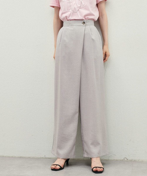 LARUTA（ラルータ）の「［Web限定］【LARUTA】タンブラーアシメウエストパンツ（スラックス・レディース・グレイッシュベージュ/チャコールグレー/ライトグレー・FREE）」の4枚目の写真