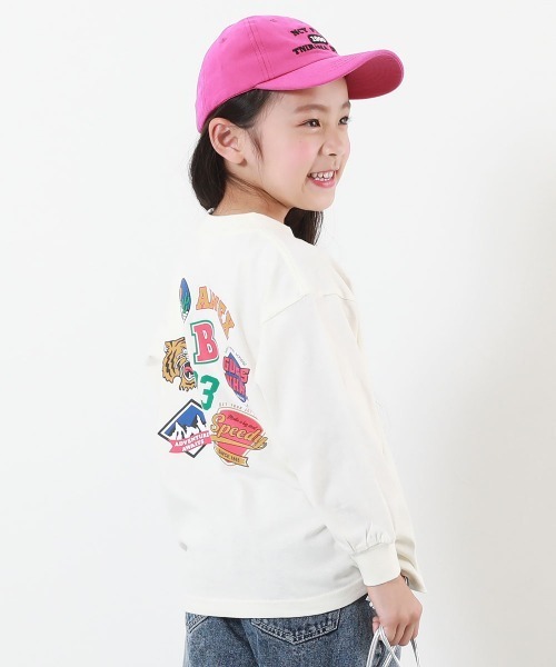 devirock(デビロック)の「綿100% デビラボ BIGシルエット プリント袖リブ 長袖Tシャツ(Tシャツ/カットソー・キッズ・ブルー系その他/グリーン系その他/グレー系その他2/グレー系その他3/グレー系その他4/ブラック系その他/オレンジ系その他/ブラック系その他3/ホワイト系その他2/ホワイト系その他/パープル系その他/ブラック系その他2/グレー系その他/ブルー系その他2/ベージュ系その他/ベージュ系その他2/ブラック系その他4/パープル系その他2/グレー系その他5・90cm/100cm/110cm/120cm/130cm/140cm/150cm/160cm)」の3枚目の写真