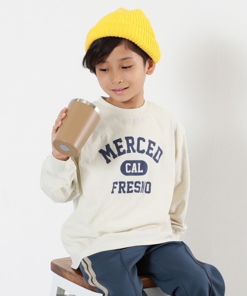 devirock(デビロック)の「綿100% デビラボ BIGシルエット プリント袖リブ 長袖Tシャツ(Tシャツ/カットソー・キッズ・ブルー系その他/グリーン系その他/グレー系その他2/グレー系その他3/グレー系その他4/ブラック系その他/オレンジ系その他/ブラック系その他3/ホワイト系その他2/ホワイト系その他/パープル系その他/ブラック系その他2/グレー系その他/ブルー系その他2/ベージュ系その他/ベージュ系その他2/ブラック系その他4/パープル系その他2/グレー系その他5・90cm/100cm/110cm/120cm/130cm/140cm/150cm/160cm)」の13枚目の写真