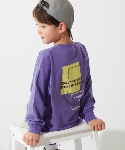 devirock(デビロック)の「綿100% デビラボ BIGシルエット プリント袖リブ 長袖Tシャツ(Tシャツ/カットソー・キッズ・ブルー系その他/グリーン系その他/グレー系その他2/グレー系その他3/グレー系その他4/ブラック系その他/オレンジ系その他/ブラック系その他3/ホワイト系その他2/ホワイト系その他/パープル系その他/ブラック系その他2/グレー系その他/ブルー系その他2/ベージュ系その他/ベージュ系その他2/ブラック系その他4/パープル系その他2/グレー系その他5・90cm/100cm/110cm/120cm/130cm/140cm/150cm/160cm)」の18枚目の写真