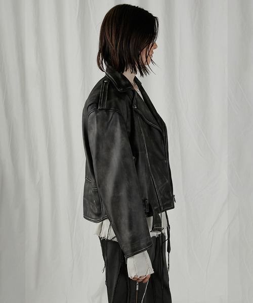 ラブオフCOWレザーライダースジャケット / Rub Off COW Leather Riders