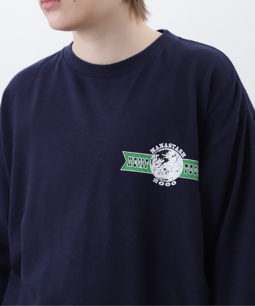 MANASTASH(マナスタッシュ)の「MANASTASH/マナスタッシュ/ HEMP L/S TEE HEMP TOUR 2000/ヘンプロンT ヘンプツアー2000(Tシャツ/カットソー・メンズ・ホワイト/ネイビー/オレンジ・S/M/L/XL)」の7枚目の写真