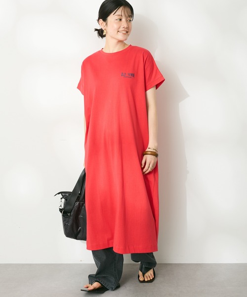 CRAFT STANDARD BOUTIQUE(クラフトスタンダードブティック)の「ヴィンテージ風天竺ワンポイントワンピース(ワンピース・レディース・ブラック/グレイッシュベージュ/レッド・FREE)」の3枚目の写真