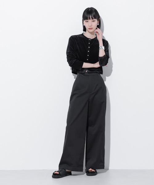 Apo(s)ture（アポスチャー）の「ARIA-003/サテンストレッチセンタープレスワイドパンツ（その他パンツ・レディース・ベージュ/モカ/ネイビー/ブラック・XS/S/M/L/XL）」の6枚目の写真