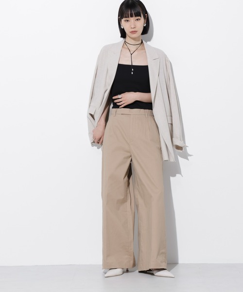 Apo(s)ture（アポスチャー）の「ARIA-003/サテンストレッチセンタープレスワイドパンツ（その他パンツ・レディース・ベージュ/モカ/ネイビー/ブラック・XS/S/M/L/XL）」の15枚目の写真