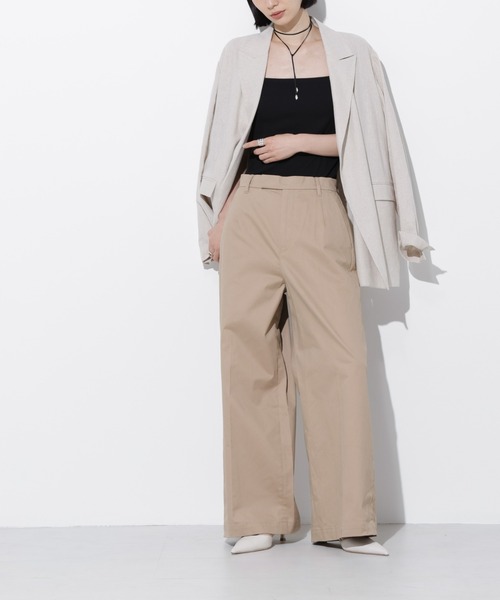 Apo(s)ture（アポスチャー）の「ARIA-003/サテンストレッチセンタープレスワイドパンツ（その他パンツ・レディース・ベージュ/モカ/ネイビー/ブラック・XS/S/M/L/XL）」の13枚目の写真