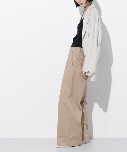 Apo(s)ture（アポスチャー）の「ARIA-003/サテンストレッチセンタープレスワイドパンツ（その他パンツ・レディース・ベージュ/モカ/ネイビー/ブラック・XS/S/M/L/XL）」の14枚目の写真