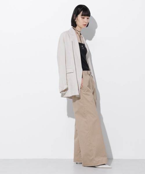 Apo(s)ture（アポスチャー）の「ARIA-003/サテンストレッチセンタープレスワイドパンツ（その他パンツ・レディース・ベージュ/モカ/ネイビー/ブラック・XS/S/M/L/XL）」の17枚目の写真