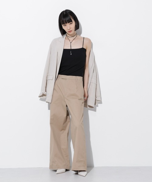 Apo(s)ture（アポスチャー）の「ARIA-003/サテンストレッチセンタープレスワイドパンツ（その他パンツ・レディース・ベージュ/モカ/ネイビー/ブラック・XS/S/M/L/XL）」の18枚目の写真