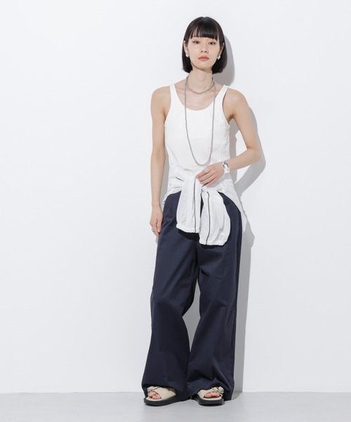 Apo(s)ture（アポスチャー）の「ARIA-003/サテンストレッチセンタープレスワイドパンツ（その他パンツ・レディース・ベージュ/モカ/ネイビー/ブラック・XS/S/M/L/XL）」の20枚目の写真