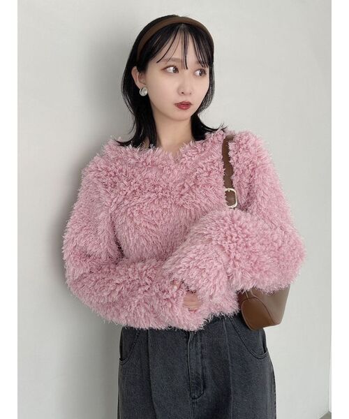 dazzlin(ダズリン)の「プードルボリュームカットソー(Tシャツ/カットソー・レディース・アイボリー/ブラック/ピンク/グリーン/パープル・FREE)」の18枚目の写真