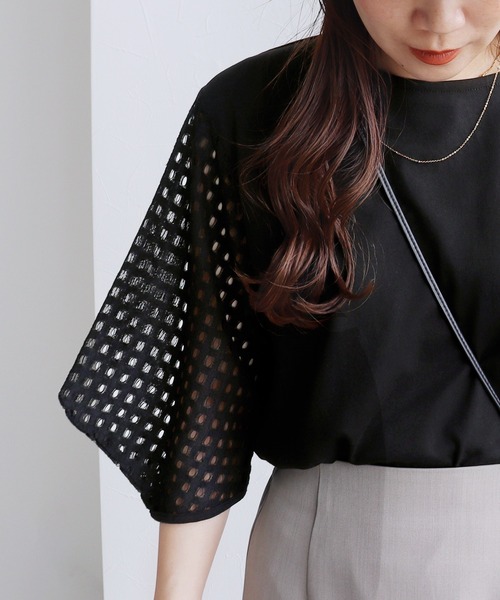 reca（レカ）の「袖レースプルオーバー（Tシャツ/カットソー・レディース・ブラック/オフホワイト・FREE）」の10枚目の写真