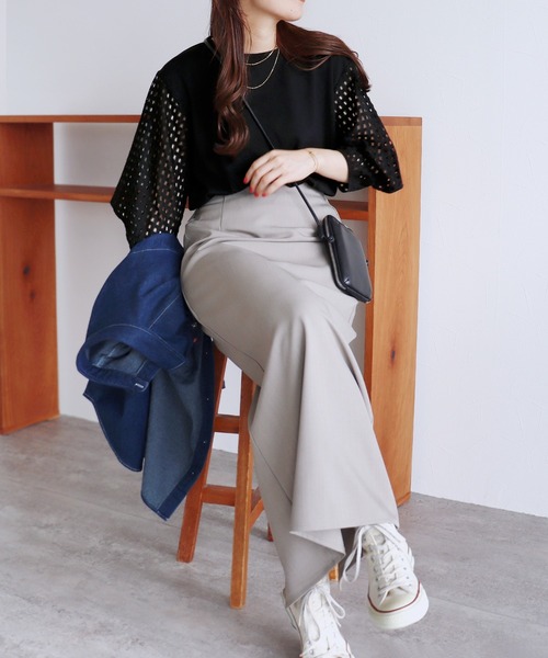 reca（レカ）の「袖レースプルオーバー（Tシャツ/カットソー・レディース・ブラック/オフホワイト・FREE）」の12枚目の写真