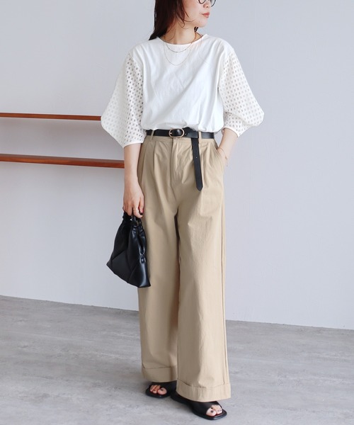 reca（レカ）の「袖レースプルオーバー（Tシャツ/カットソー・レディース・ブラック/オフホワイト・FREE）」の7枚目の写真