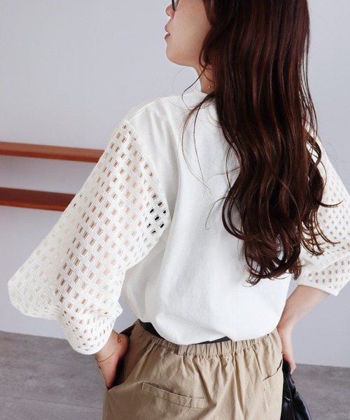 reca（レカ）の「袖レースプルオーバー（Tシャツ/カットソー・レディース・ブラック/オフホワイト・FREE）」の5枚目の写真