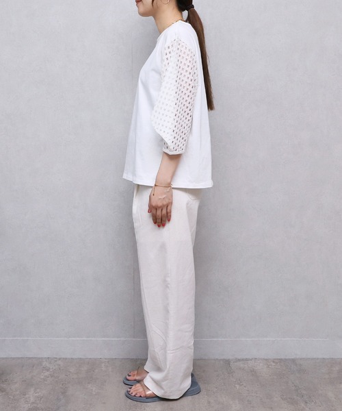 reca（レカ）の「袖レースプルオーバー（Tシャツ/カットソー・レディース・ブラック/オフホワイト・FREE）」の14枚目の写真