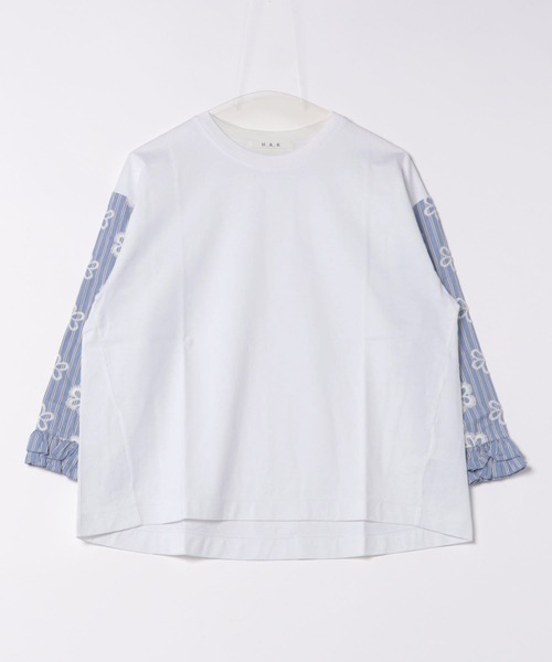 H.A.K(ハク)の「マーセライズ天竺+ブロードブルースターオンケミレースカットソー(Tシャツ/カットソー・レディース・ライトブルー/ブラック/ブルー・FREE)」の3枚目の写真