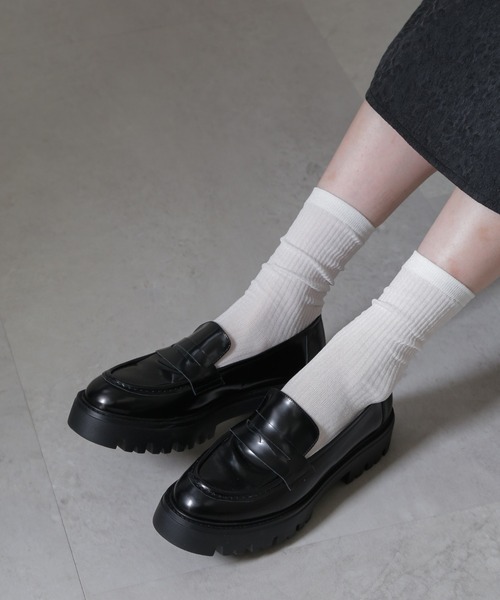 NANO universe（ナノユニバース）の「ラメリブソックス（ソックス/靴下・レディース・オフホワイト/ブラウン/ゴールド・FREE）」の2枚目の写真