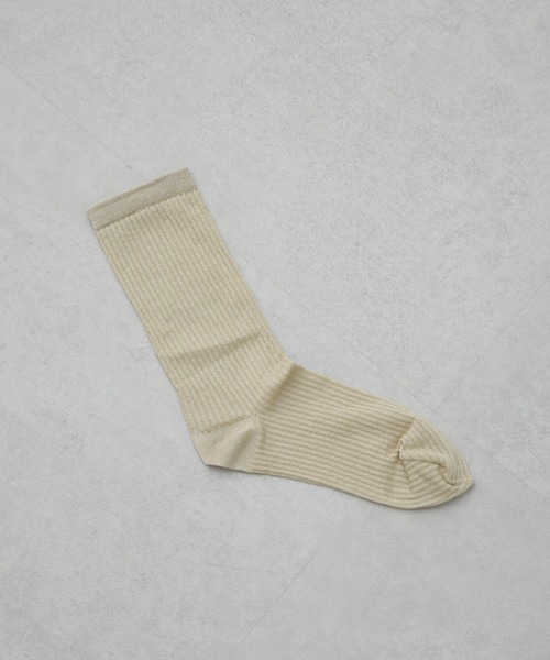 NANO universe（ナノユニバース）の「ラメリブソックス（ソックス/靴下・レディース・オフホワイト/ブラウン/ゴールド・FREE）」の7枚目の写真