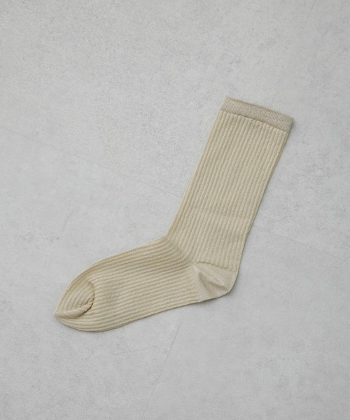 NANO universe（ナノユニバース）の「ラメリブソックス（ソックス/靴下・レディース・オフホワイト/ブラウン/ゴールド・FREE）」の8枚目の写真