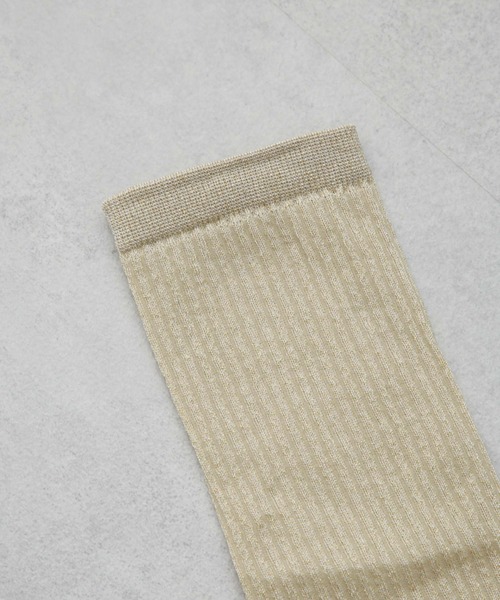 NANO universe（ナノユニバース）の「ラメリブソックス（ソックス/靴下・レディース・オフホワイト/ブラウン/ゴールド・FREE）」の11枚目の写真