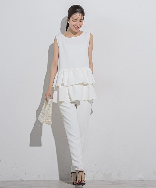 VICKY(ビッキー)の「【セットアップ対応】テーパードパンツ≪手洗い可能≫(スラックス・レディース・ベージュ/ピンク/ホワイト/ブルー/ブラック・M/S)」の12枚目の写真