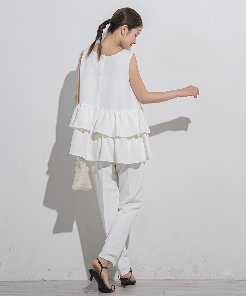 VICKY(ビッキー)の「【セットアップ対応】テーパードパンツ≪手洗い可能≫(スラックス・レディース・ベージュ/ピンク/ホワイト/ブルー/ブラック・M/S)」の14枚目の写真