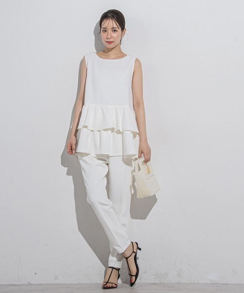 VICKY(ビッキー)の「【セットアップ対応】テーパードパンツ≪手洗い可能≫(スラックス・レディース・ベージュ/ピンク/ホワイト/ブルー/ブラック・M/S)」の15枚目の写真